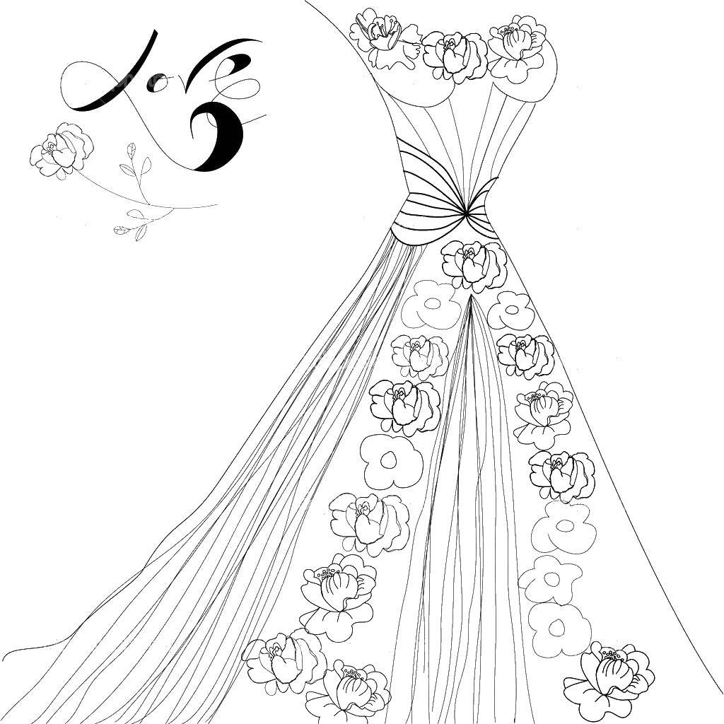 Coloring Lovely dress. Category Dress. Tags:  Clothing, dress.