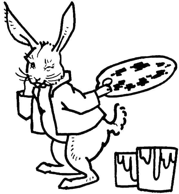 Coloring Rabbit with paint. Category the rabbit. Tags:  rabbit, hare.
