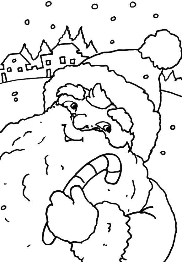 Название: Раскраска Санта клаус. Категория: рождество. Теги: Рождество, снег, Санта Клаус.