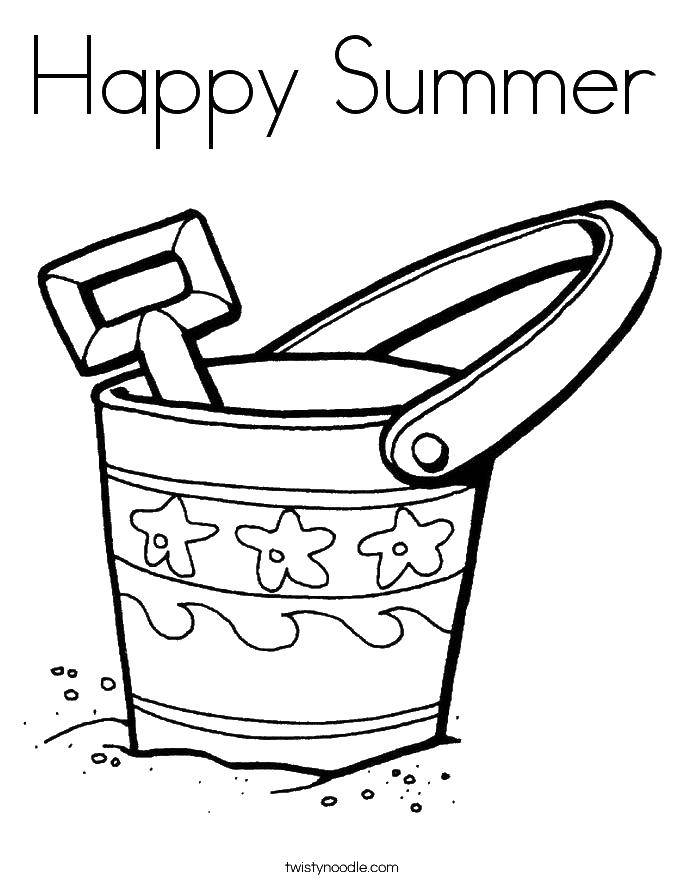 Coloring Happy summer. Category Summer fun. Tags:  summer bucket, beach.