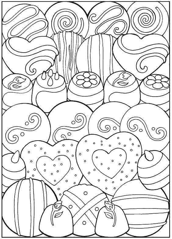 Coloring Sweets for the holiday. Category Valentines day. Tags:  Valentines day, love, heart, candy.