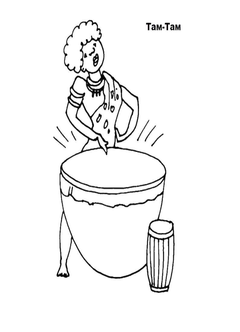 Coloring Girl with drums. Category musical instruments . Tags:  drum .
