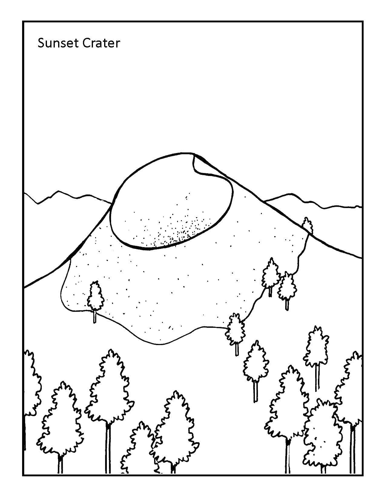 Название: Раскраска Кратер вулкана. Категория: Вулкан. Теги: вулкан, кратер.