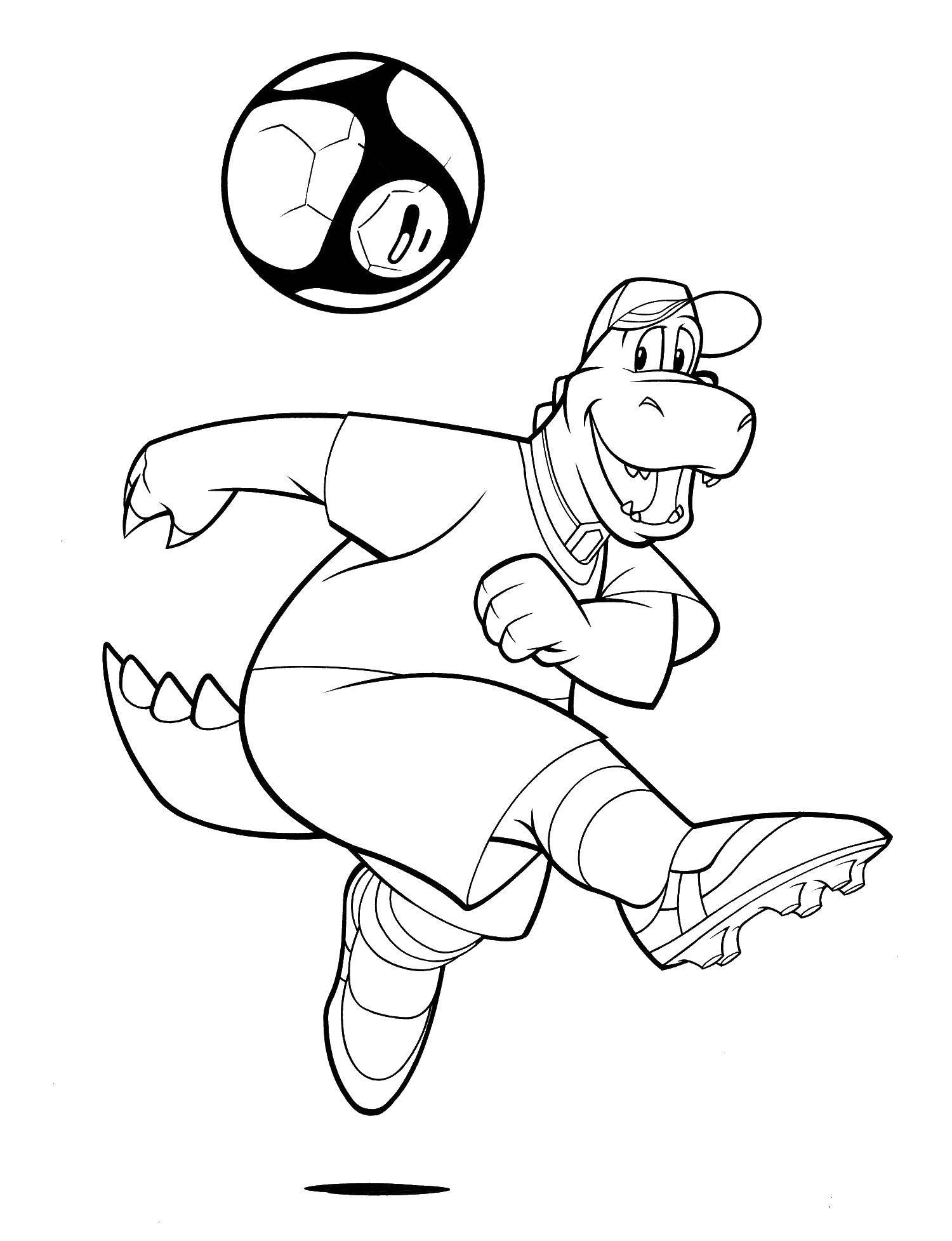 Coloring Crocodile plays football. Category sports. Tags:  sports, soccer, crocodile.