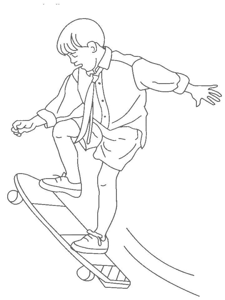 Название: Раскраска Мальчик на скейтборде. Категория: Летние развлечения. Теги: скейтборд, мальчик.