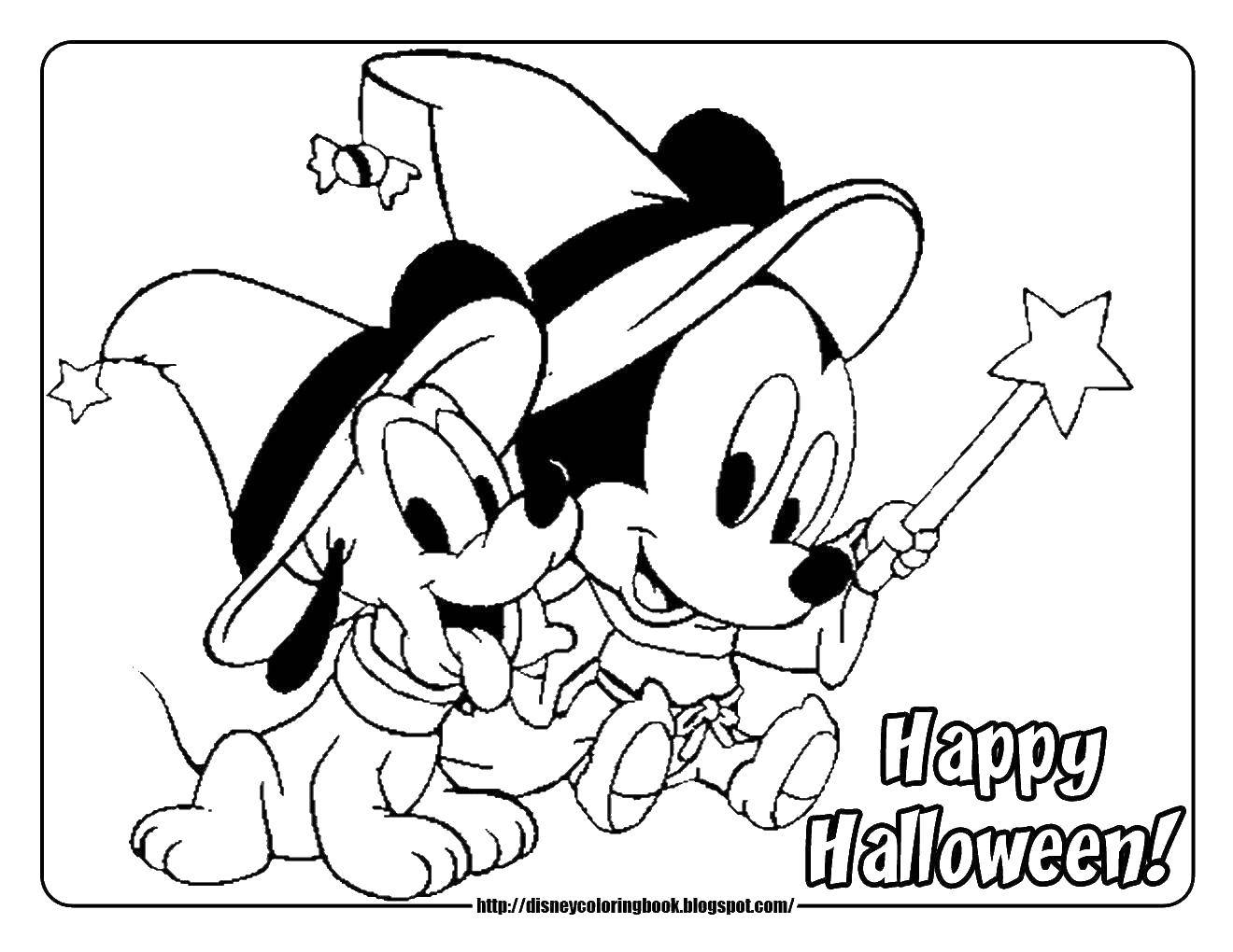 Coloring Happy Halloween. Category Halloween. Tags:  Halloween, Mickey Mouse.