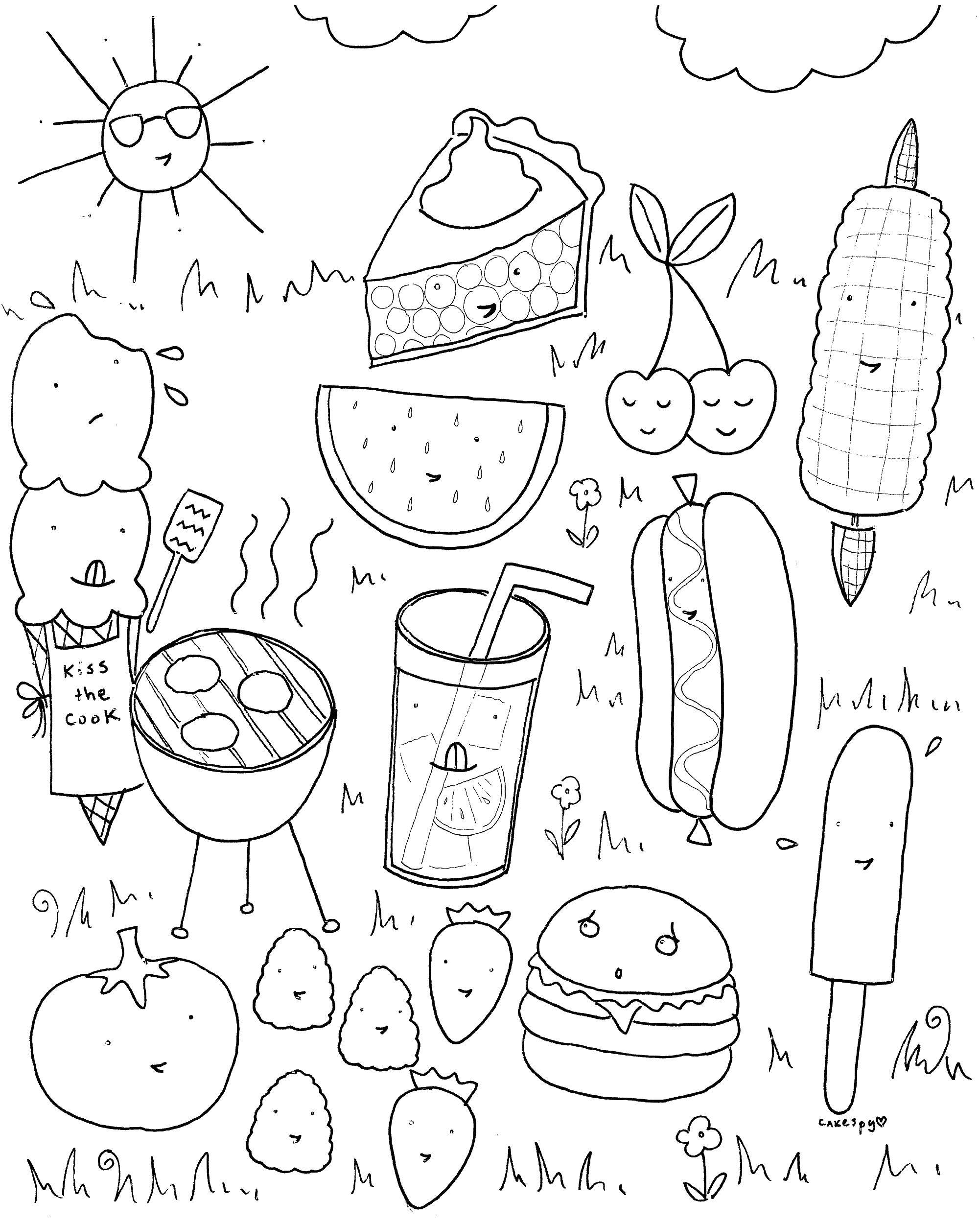 Coloring Summer food. Category Summer fun. Tags:  summer, food.