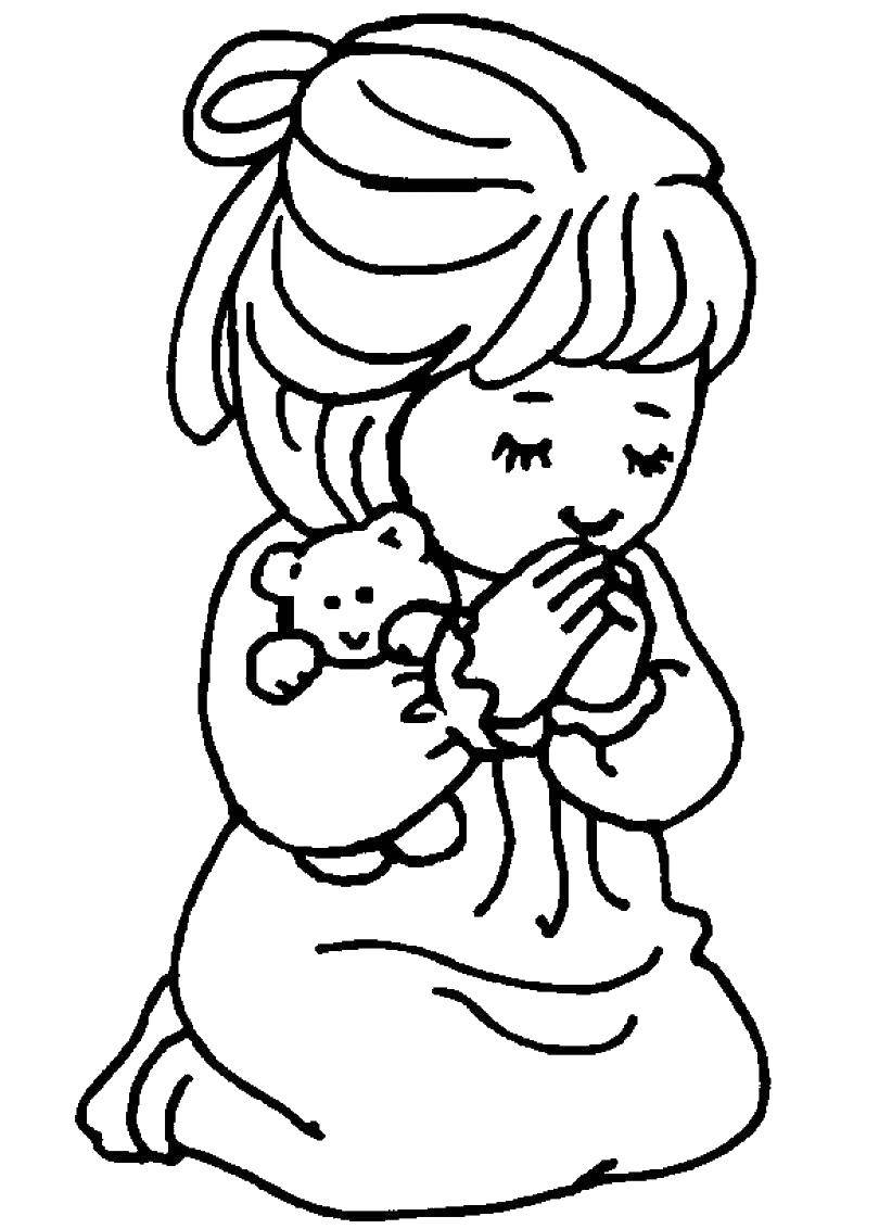 Coloring The girl prays to God. Category the Bible. Tags:  the Bible, Jesus, children, prayer.
