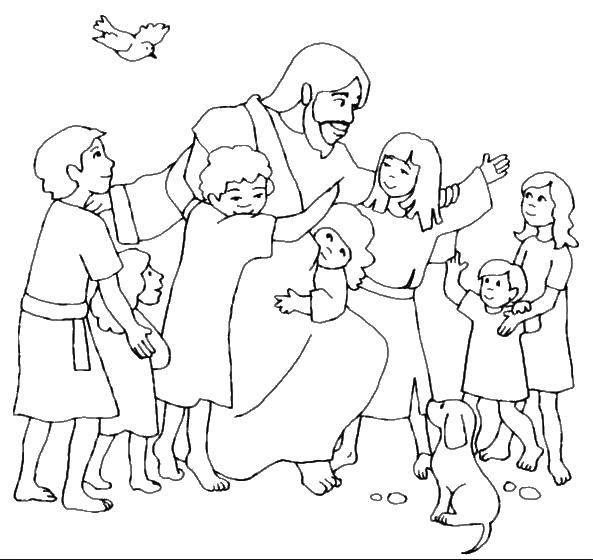 Coloring Jesus and the children. Category Religion. Tags:  religion, Jesus, children.