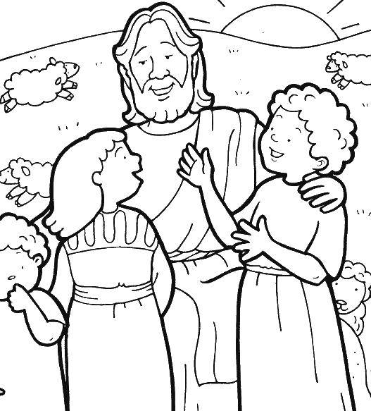 Coloring Jesus talking with children. Category Religion. Tags:  the Bible, Jesus.