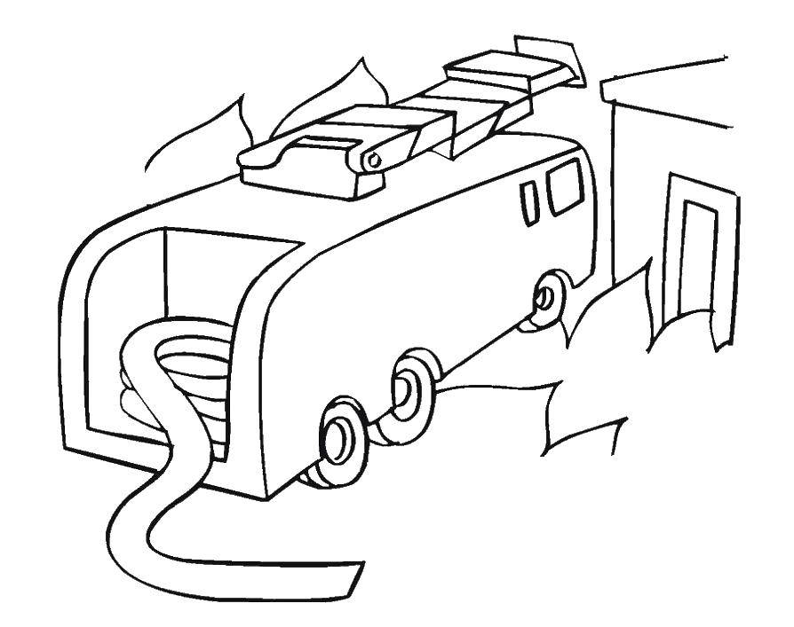 Coloring Fire truck. Category machine . Tags:  car, fire.
