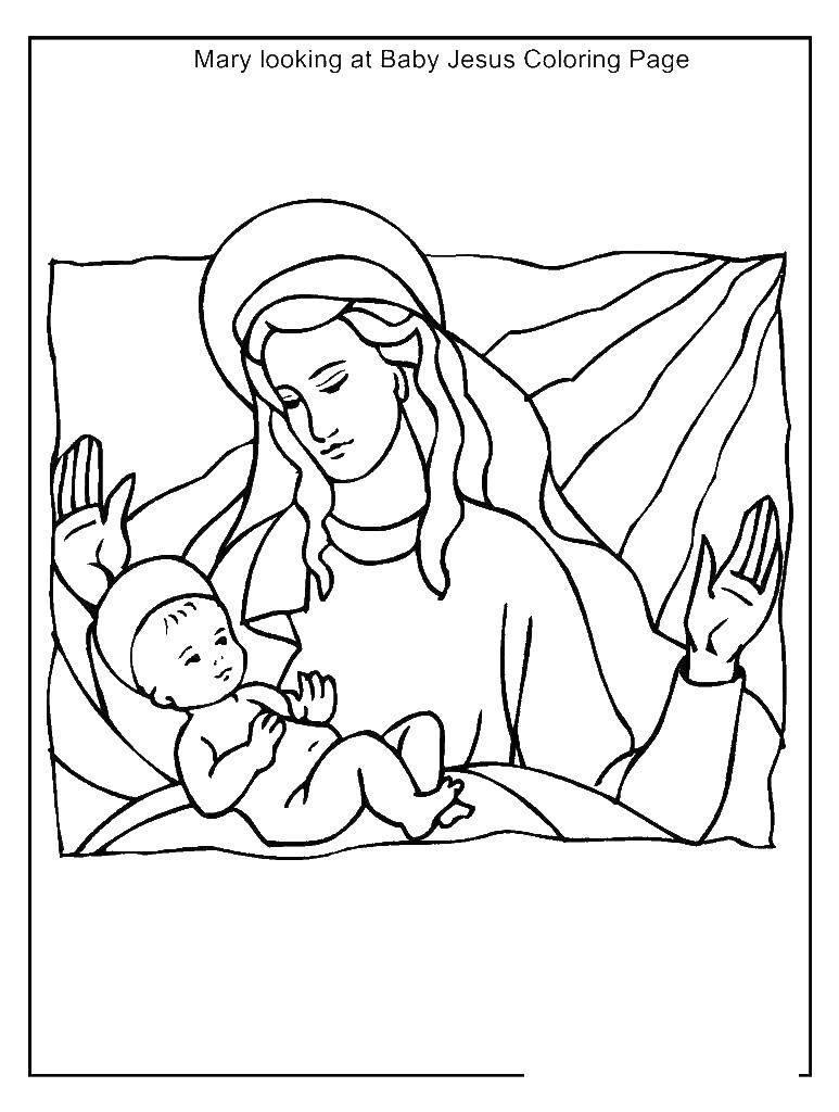 Название: Раскраска Рождение ребенка христос. Категория: Религия. Теги: иисус, библия.