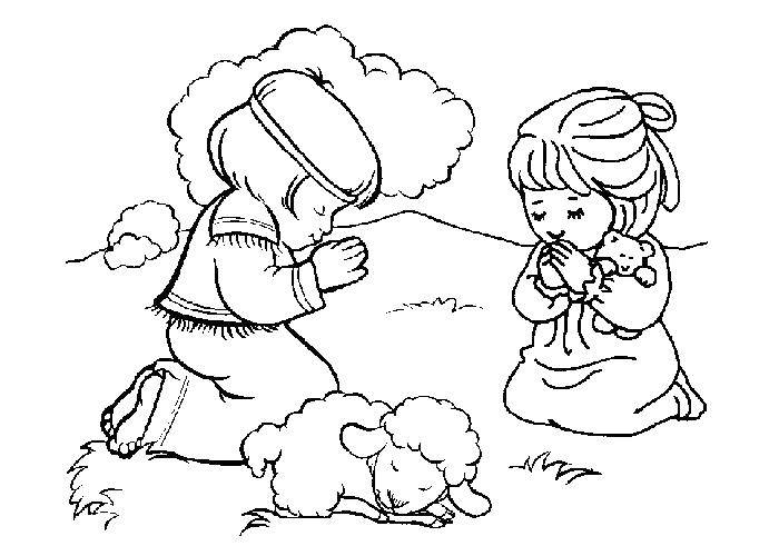 Coloring The children pray. Category the Bible. Tags:  Jesus, the Bible.
