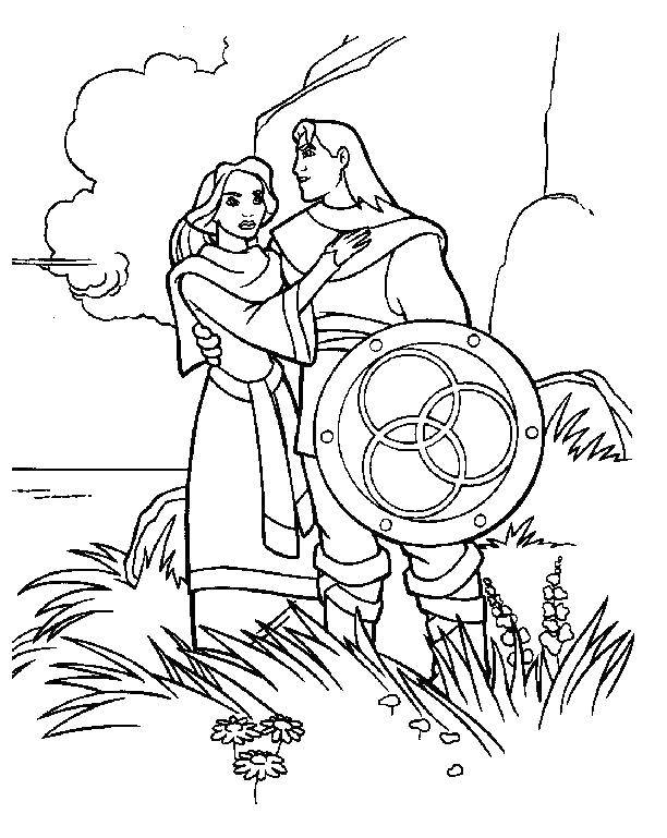 Coloring The girl and the warrior. Category girl. Tags:  girl, warrior.