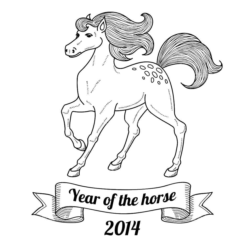 Название: Раскраска Год лошади. Категория: лошади. Теги: год, лошадь.