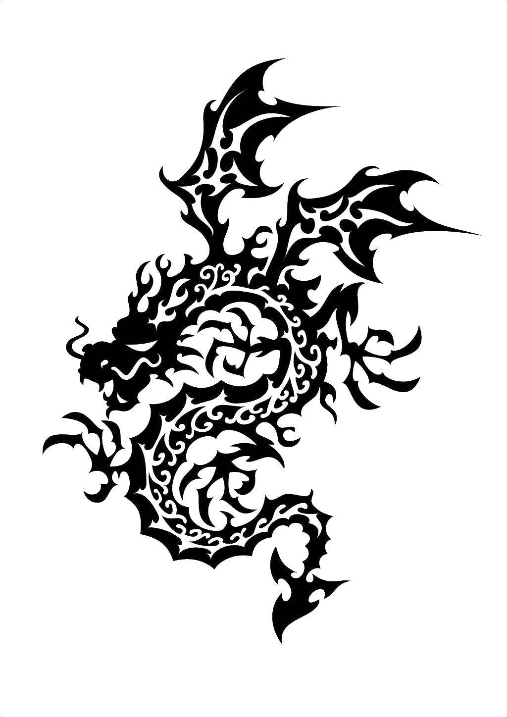 Coloring The outline of the dragon. Category Dragons. Tags:  dragons, dragon, contour.