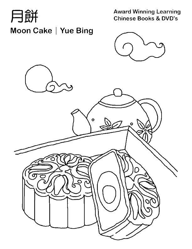Coloring Moon pie. Category China. Tags:  moon cake, China.