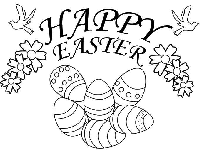 Coloring Greetings for Easter. Category Easter eggs. Tags:  Easter, eggs, rabbit.