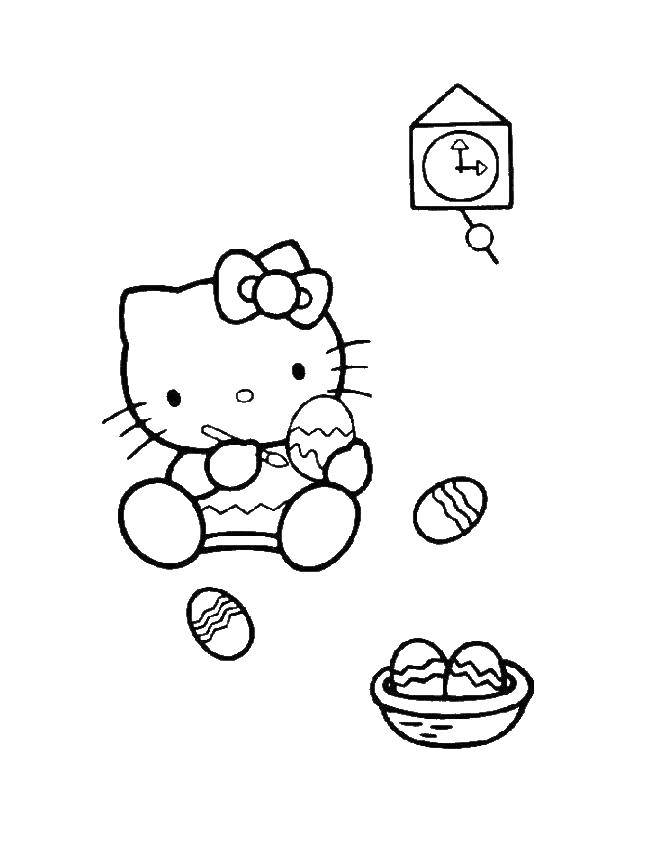 Coloring Hello kitty. Category Hello Kitty. Tags:  Hello kitty, eggs.