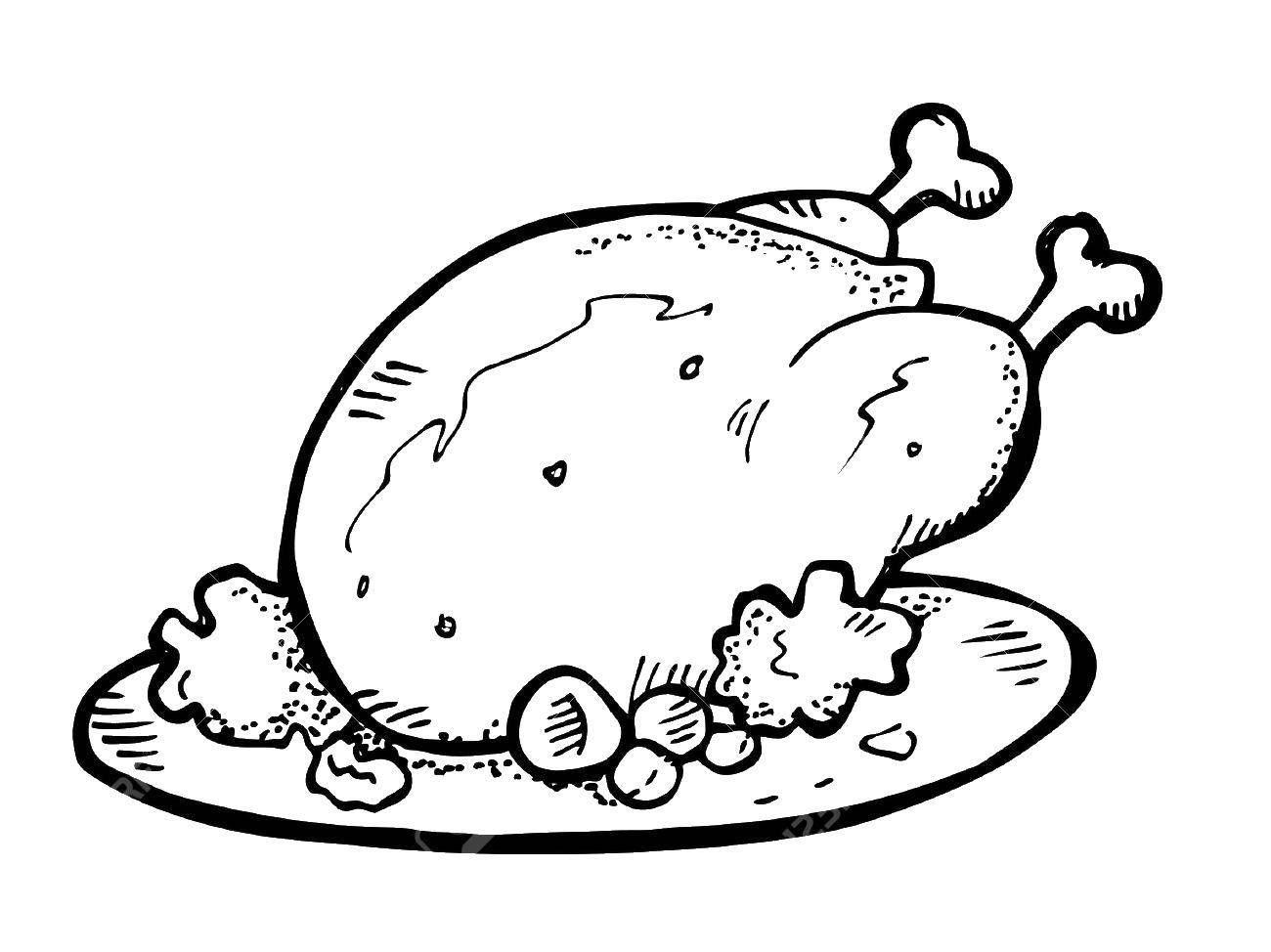 cooked chicken coloring pages