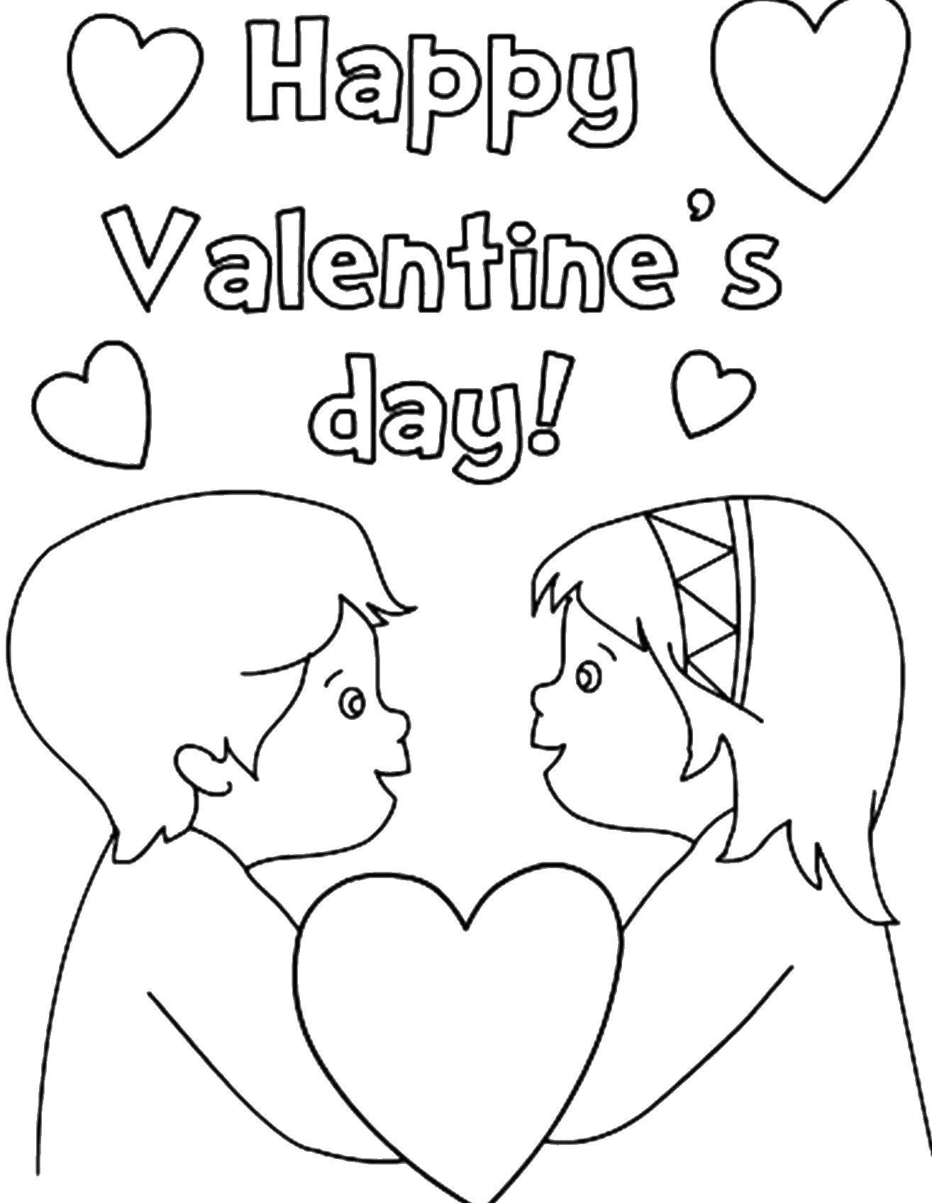 Название: Раскраска Мальчик и девочка. Категория: День святого валентина. Теги: мальчик, девочка, сердце.