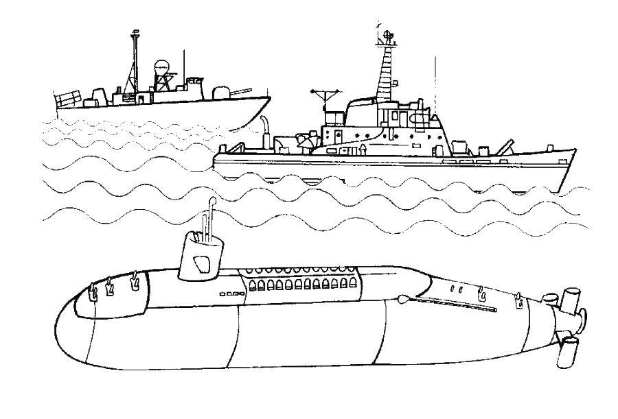 Coloring Submarine. Category submarine. Tags:  submarine, sea.