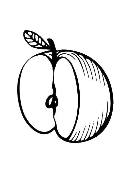 Название: Раскраска Половинка яблока. Категория: фрукты. Теги: яблоко, фрукты.