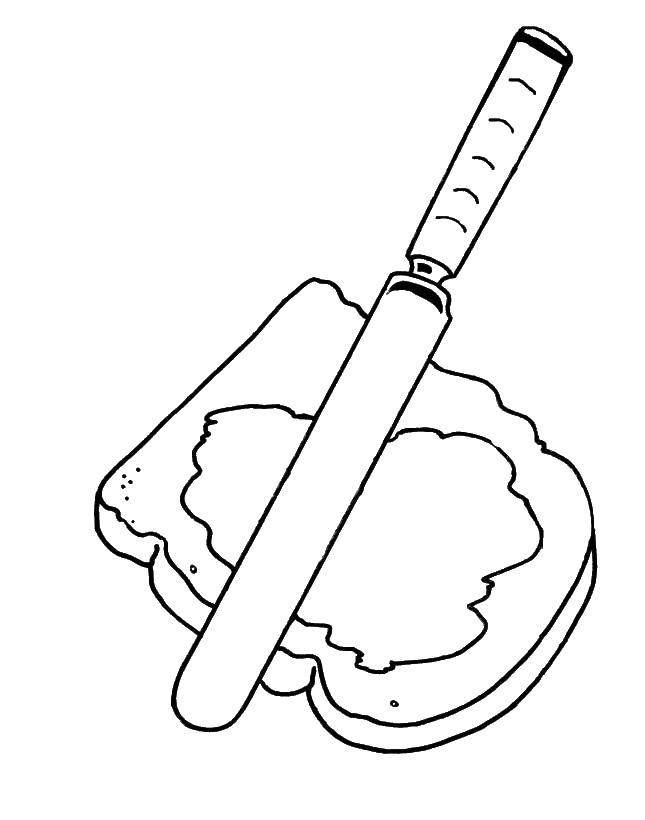Опис: розмальовки  Тост з джемом. Категорія: їжа. Теги:  тост, джем, ніж.