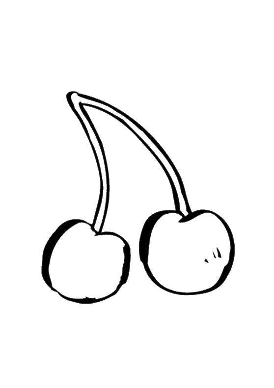 Coloring Two cherries. Category berries. Tags:  cherry, twig.