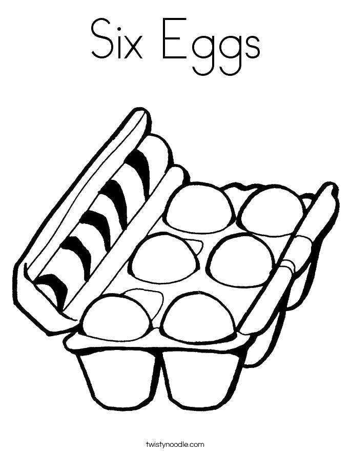 Coloring Six eggs in carton. Category products. Tags:  eggs, box.