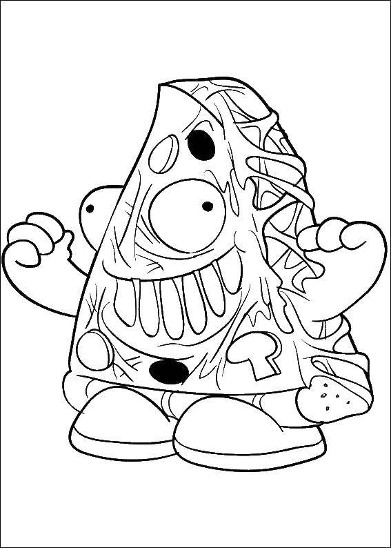 Coloring Terrible pizza. Category Halloween. Tags:  pizza, eyes, teeth.