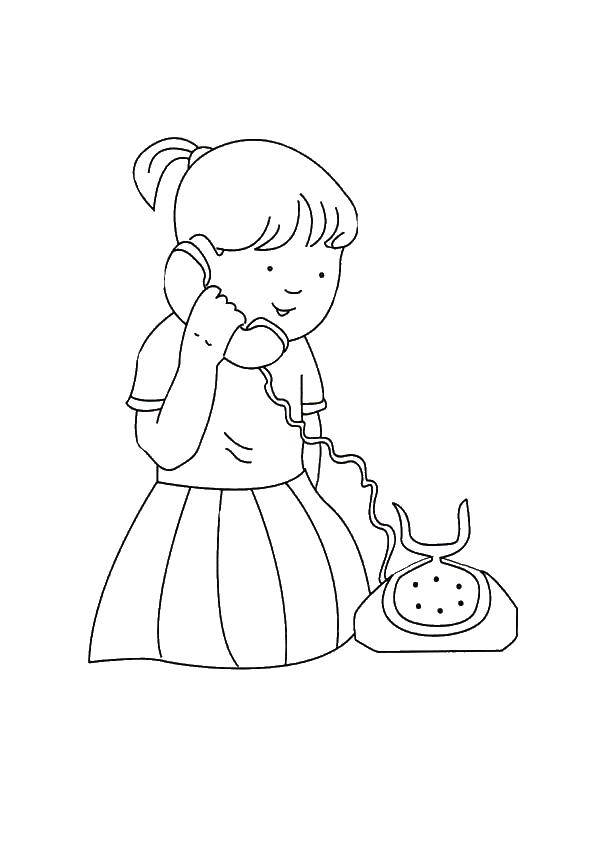 Coloring Girl with phone. Category the phone. Tags:  child , telephone.