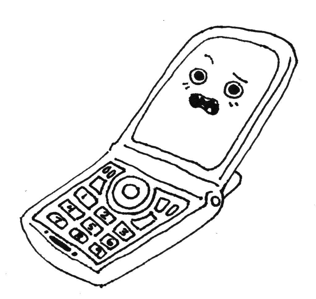 Название: Раскраска Мобильный телефон. Категория: телефон. Теги: Техника.