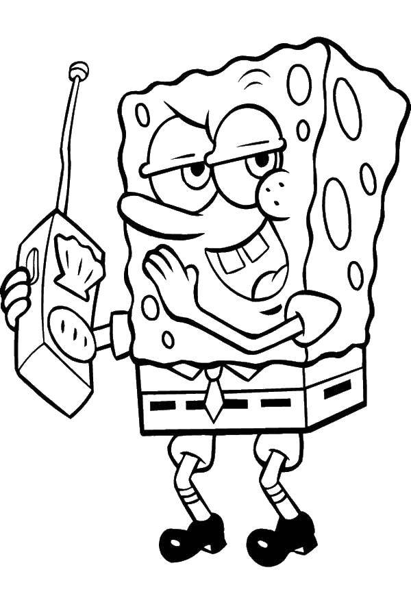 Coloring Spongebob with a walkie-talkie. Category Spongebob. Tags:  Cartoon character, spongebob, spongebob.