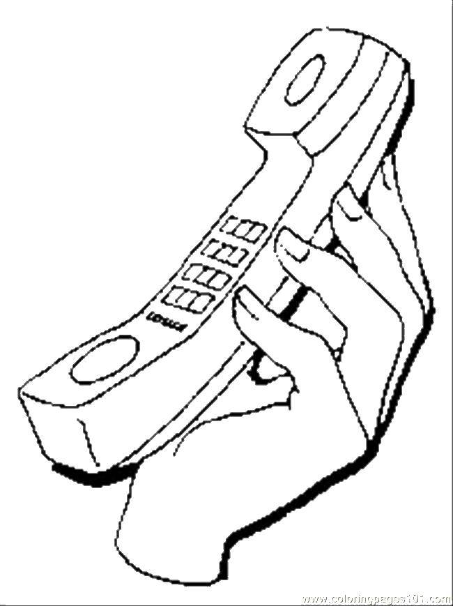 Название: Раскраска Телефон в руке. Категория: телефон. Теги: телефон, рука, кнопки.