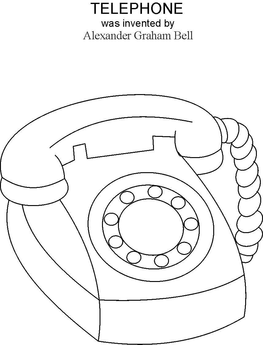 Название: Раскраска Телефон. Категория: телефон. Теги: циферблат, шнур, трубка.