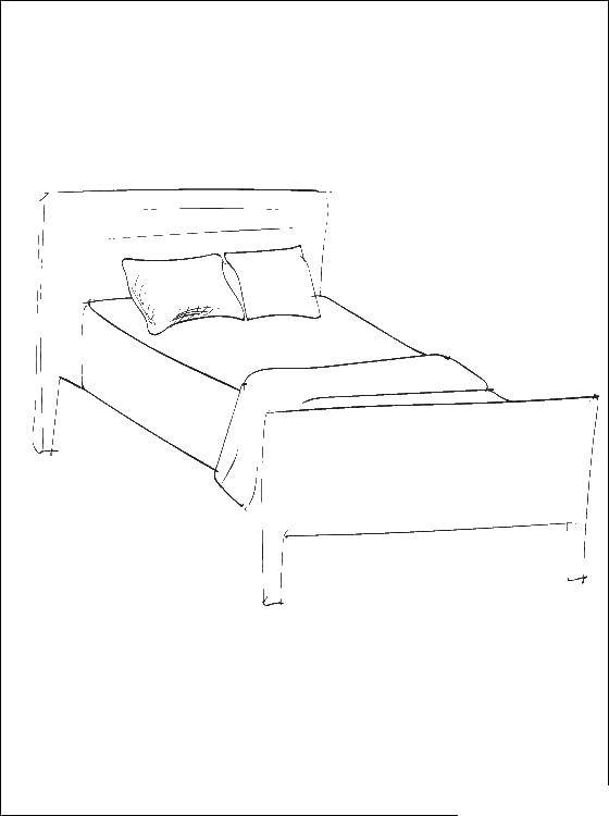 Название: Раскраска Деревянная кровать. Категория: Спальная комната. Теги: кровать, подушка, одеяло.