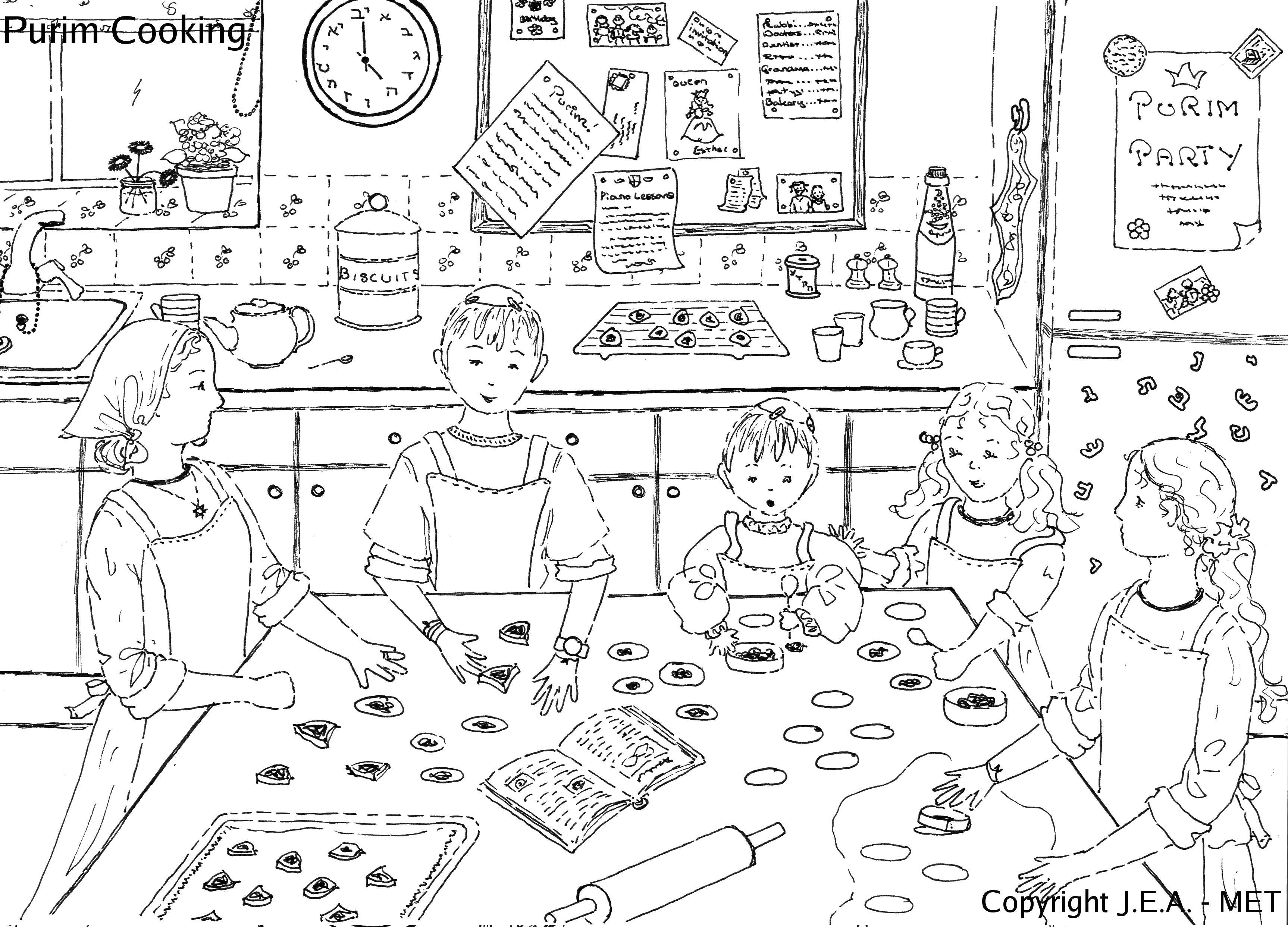 Coloring Family in the kitchen. Category Kitchen. Tags:  family, table, stove.