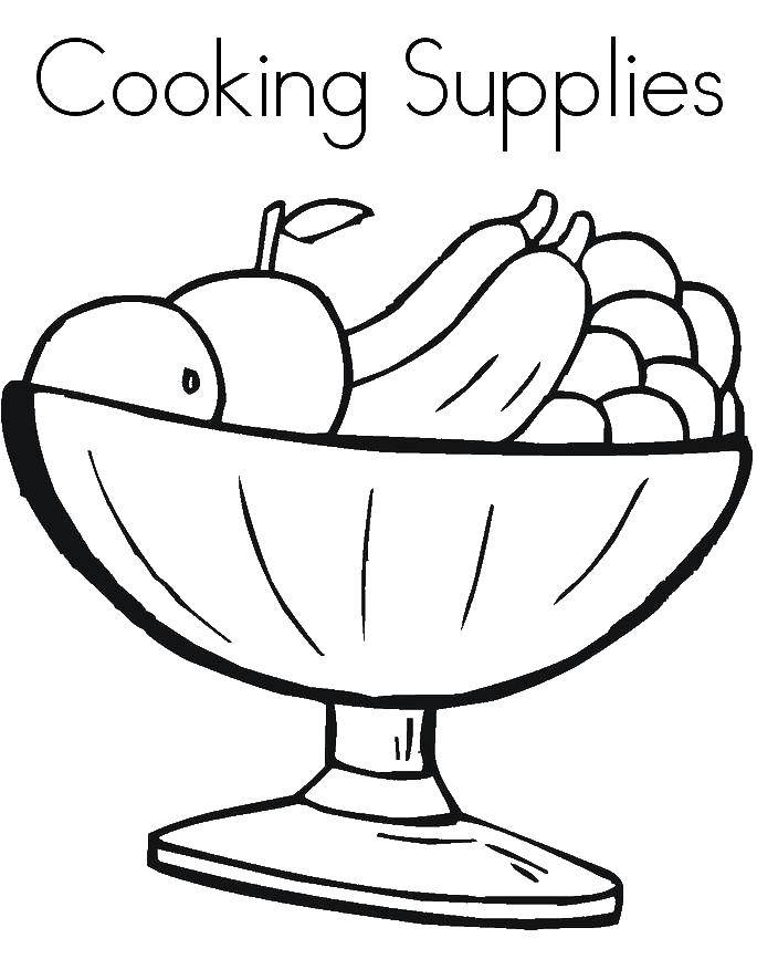 Coloring Fruit bowl. Category fruits. Tags:  apples, bananas, grapes.
