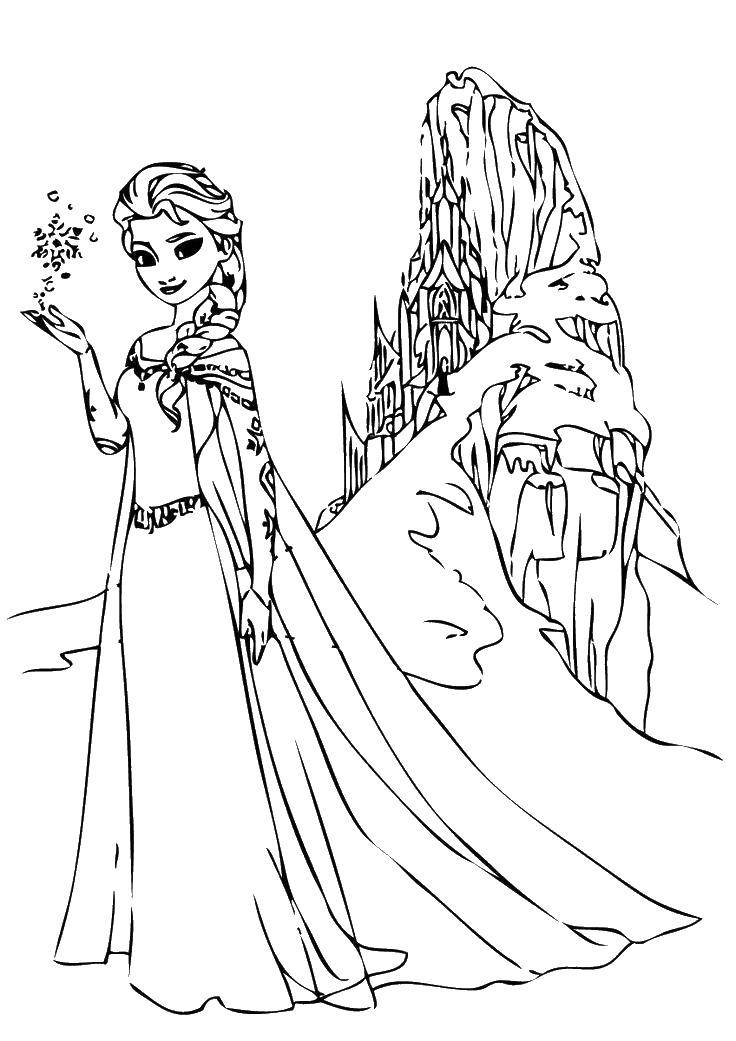 Раскраска Эльза из мультфильма холодное сердце  Скачать ,Дисней, Эльза, Холодное сердце, принцесса,.  Распечатать 
