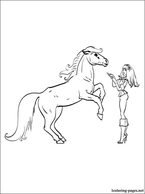 Название: Раскраска Барби с конём. Категория: Животные. Теги: Животные, лошадь.