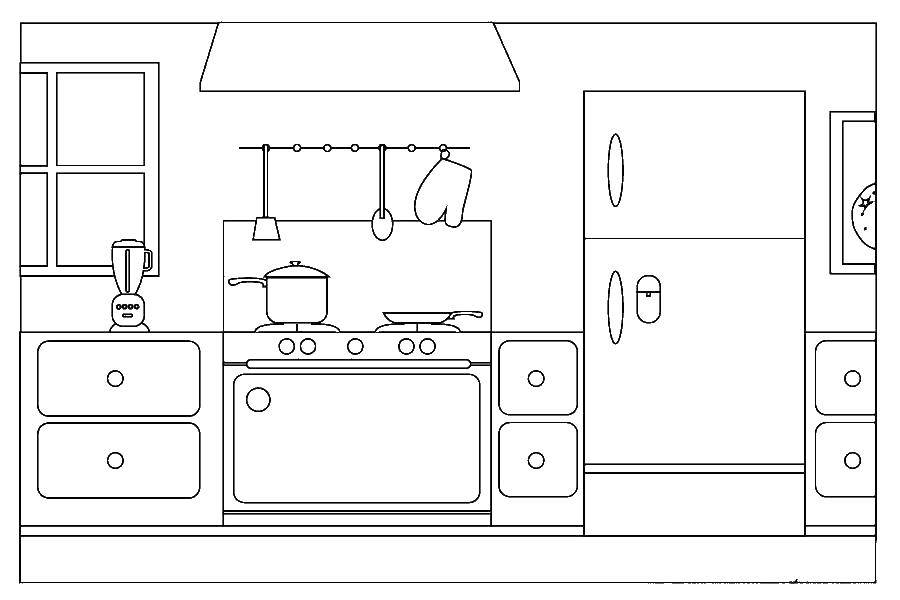 Название: Раскраска Кухонный уголок. Категория: Кухня. Теги: Кухня, дом, еда.