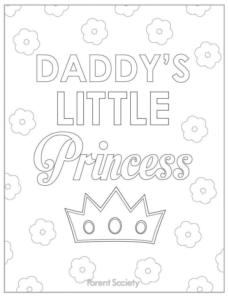 Название: Раскраска Папина маленькая принцесса. Категория: раскраски. Теги: Надписи, узоры.