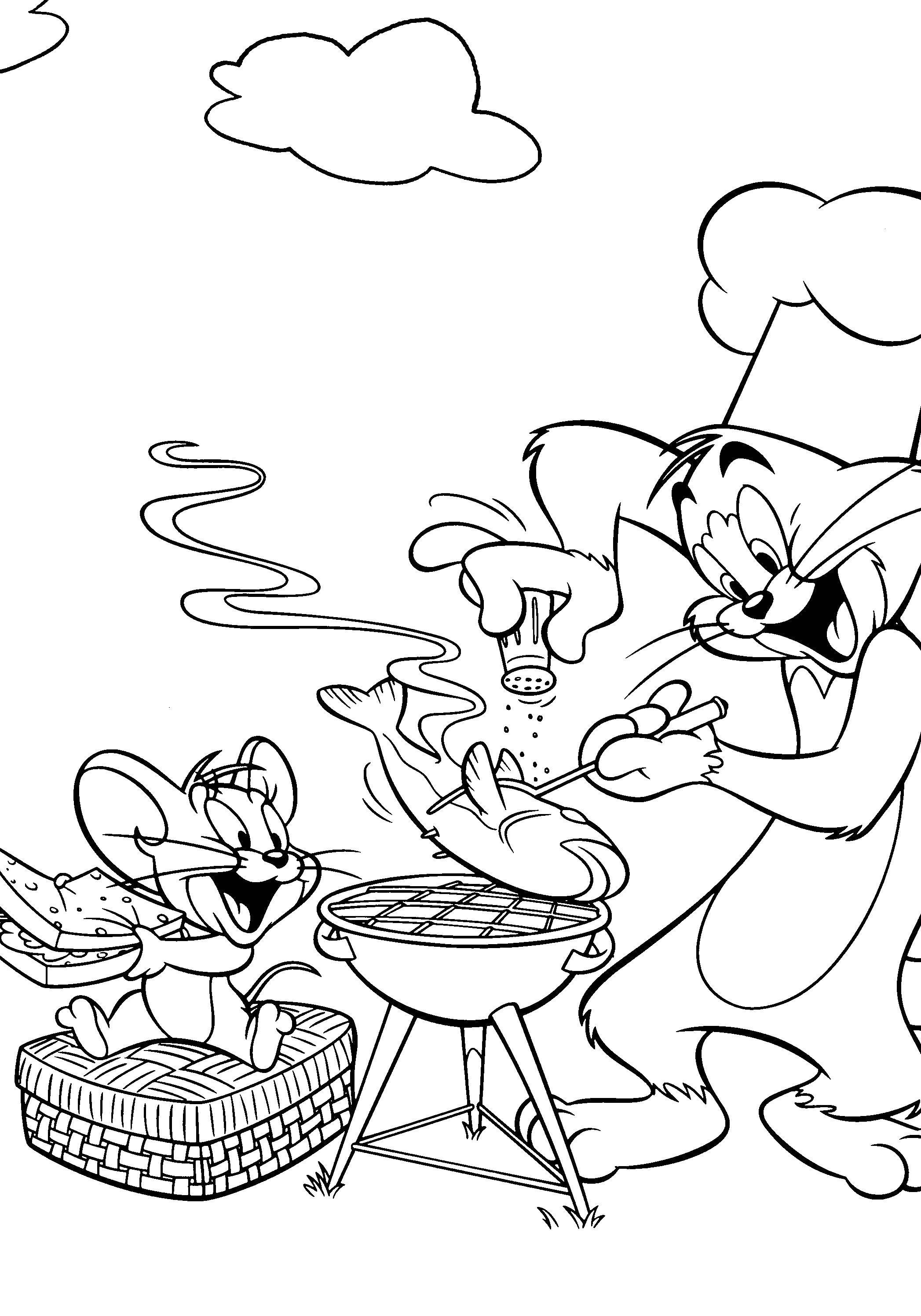 Coloring Tom and Jerry fish. Category Kitchen. Tags:  Cook, food.