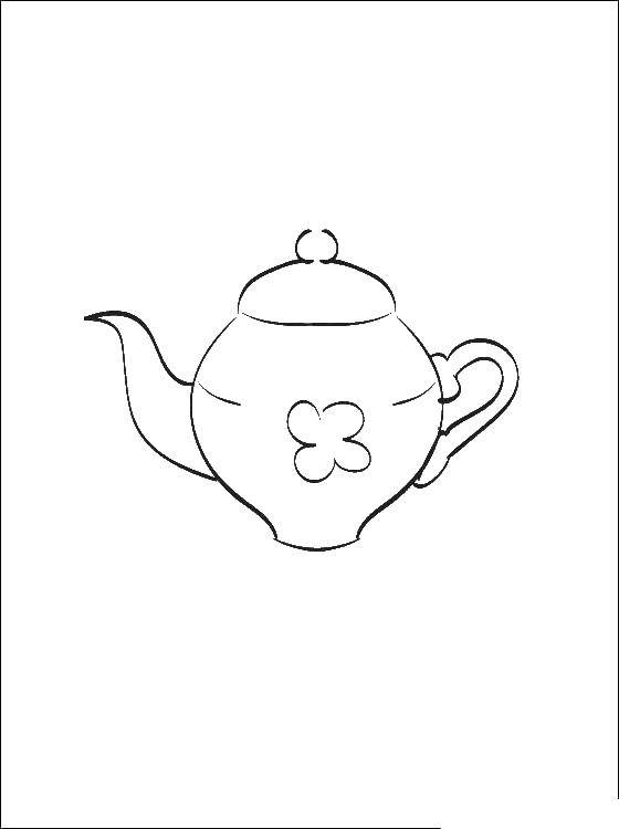 Название: Раскраска Чайник. Категория: чайник. Теги: чайник, посуда, кухня.