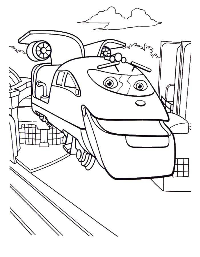 Название: Раскраска Летающий поезд. Категория: поезд. Теги: поезд.