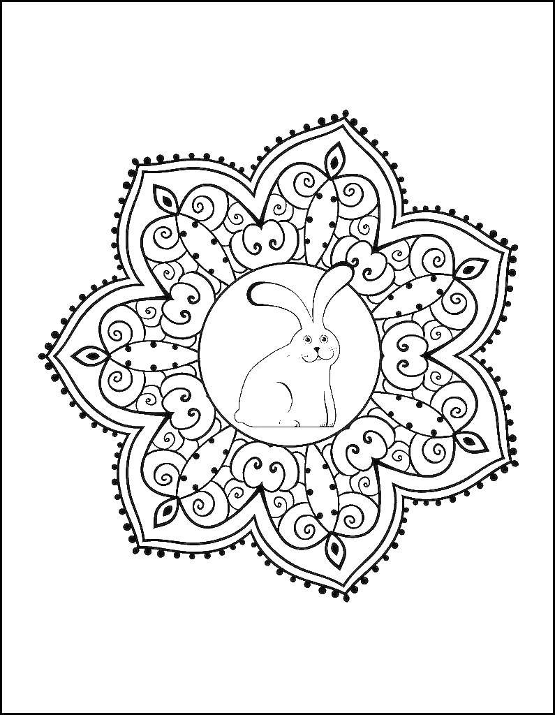 Coloring Hare. Category patterns. Tags:  patterns, rabbit.