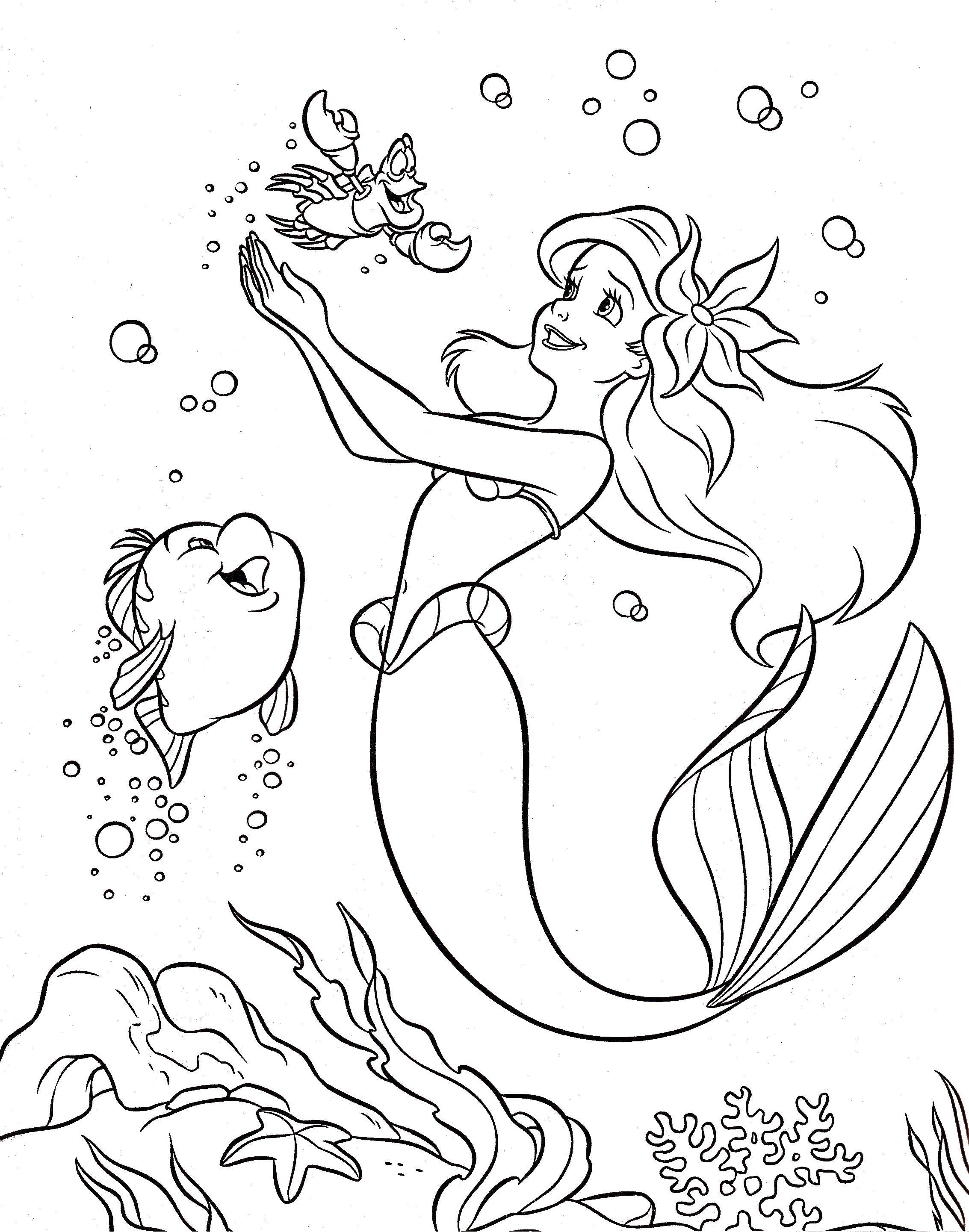 Coloring Ariel having fun with friends. Category Disney cartoons. Tags:  Disney, the little mermaid, Ariel.