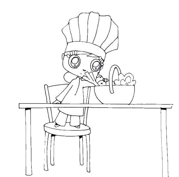 Coloring Little chef. Category Cooking. Tags:  cook, food, kitchen.