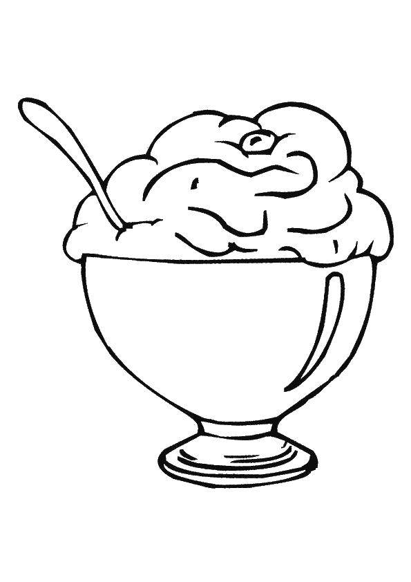 Название: Раскраска Мороженое в миске. Категория: мороженое. Теги: Мороженое, сладость, дети.